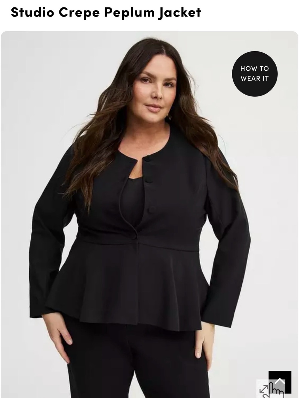 Torrid studio peplum blazer size 1 black NWT